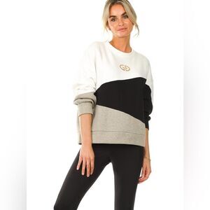 Goldbergh April Sweater Crewneck Sweatshirt NWT size XS white Black and Grey